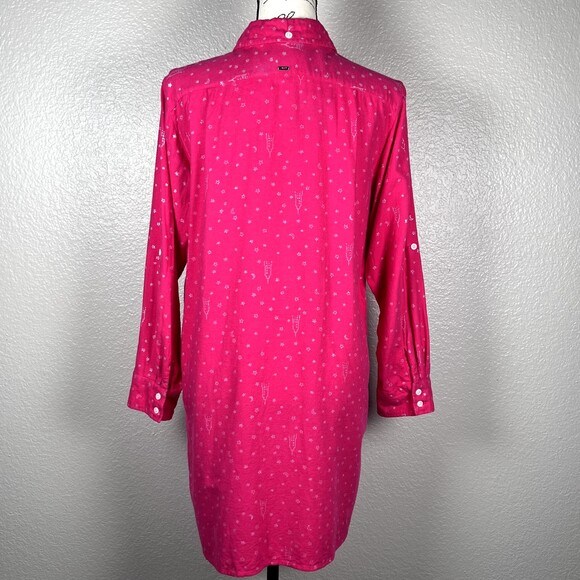 DKNY Sz M Long-Sleeve Pink Button-down Shirt with Pockets, Empire State Glitter - Picture 2 of 16
